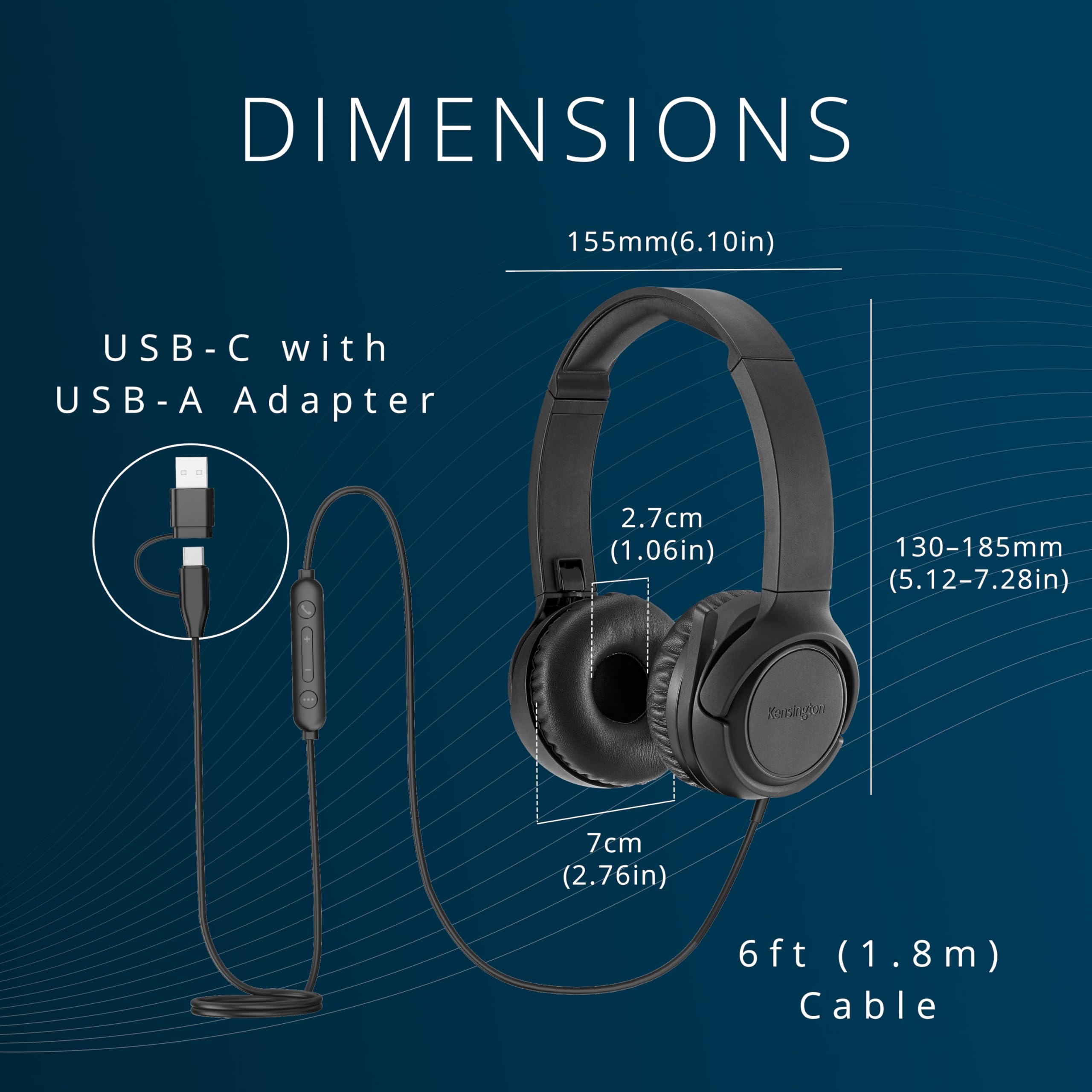 Amazon.co.jp: Kensington H950 EQ USB‑C®/USB‑A オンイヤーヘッド